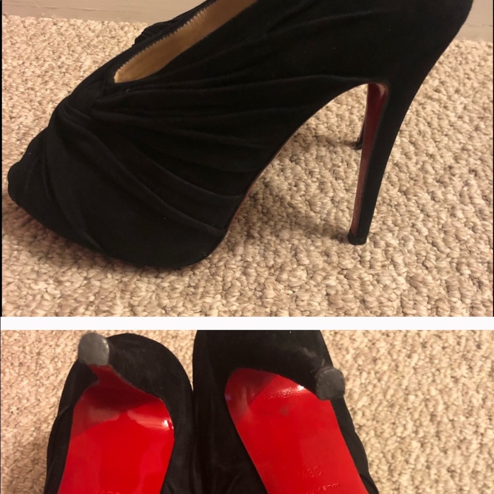 Louboutins 39.5 Twist-Front Peep-Toe Booties
